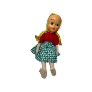 Vintage 14" Goldie Locks Rubber‎ Faced Stuffed Doll Toy Moveable Arms & Legs